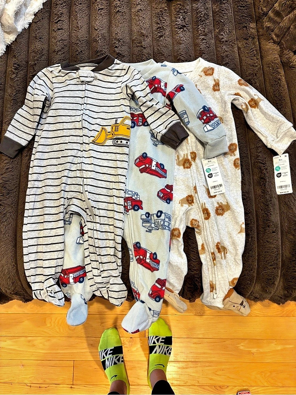 Carter's Cotton Zip-Up Sleep & Play 3-Pack Baby 9M NWT